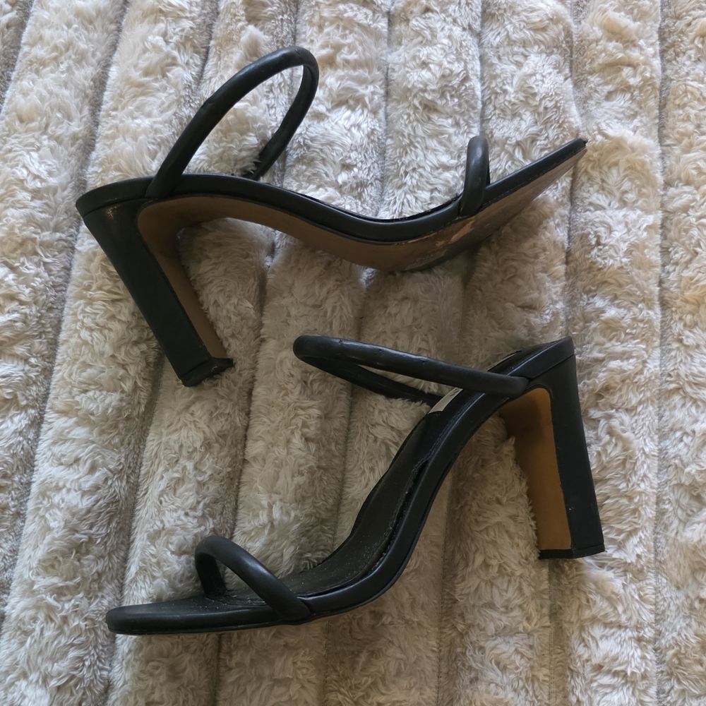Steven By steve Madden Black Double-Strap Block Heel Sandals